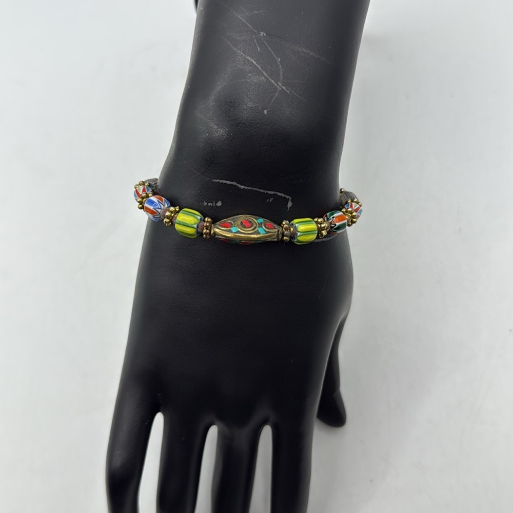 Vintage Nepal African Bracelet Artisan Beads Tibet Colorful Jewelry